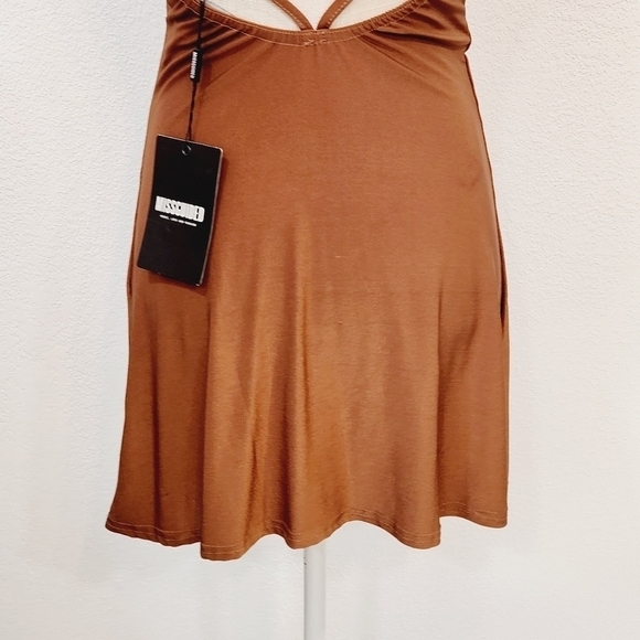 MISSGUIDED Tie Back Slip On Cami Copper Dress Size 4 - Picture 7 of 10
